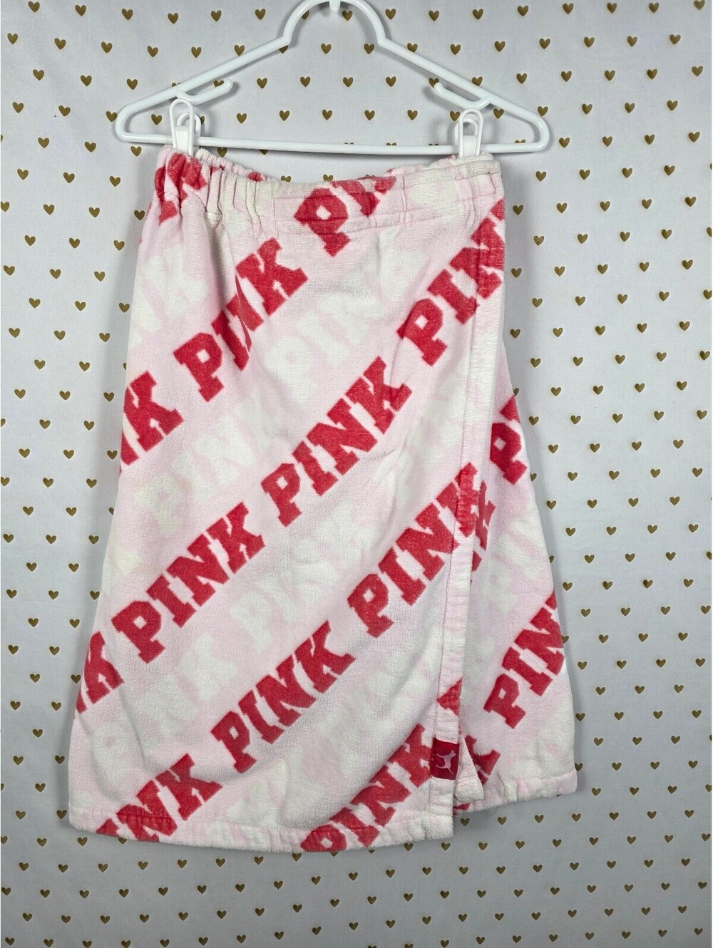 Victoria's Secret PINK Polka Dot Plush Spa Bath Wrap Towel Cover Up Logo